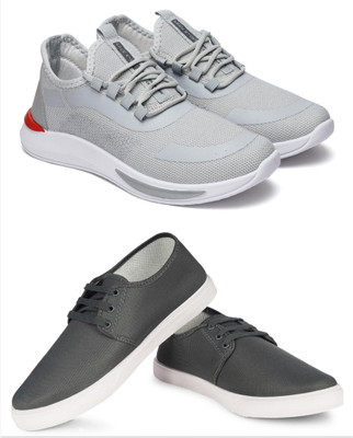Free Kicks Combo Of 2 Shoes FK-434 & FK-201 Sneakers For Men(Grey , 6)