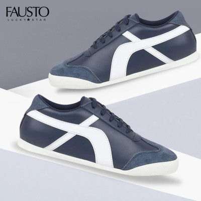 FAUSTO Modern Classic Trending Daily Outdoor Casual Fashion Outfit Lace Up Shoes Mojaris For Men(Navy)