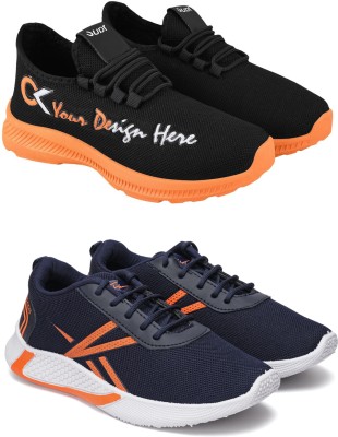 Free Kicks Combo Of 2 Shoes FK-409 & FK-491 Sneakers For Men(Blue, Orange , 7)