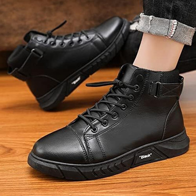 Nisho shoes Boots For Men(Black , 8)