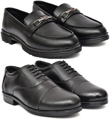 Kaushx Men’s Premium Formal Leather Shoes for Office & Business Wear Slip On For Men(Black, Black , 7)