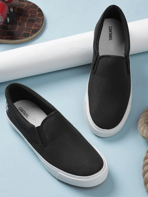 CANTABIL Casual Sneakers Shoes for Men | Lightweight & Comfortable with Cushioned Insole Slip On Sneakers For Men(Black , 8)