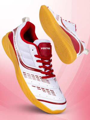 VECTOR X Ranger 7.0 Court Shoes Power Cusion Synthetic Mesh Upper | Crepe Rubber Outsole Badminton Shoes For Men(Red , 7)
