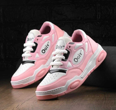 PM TRADERS Women OGIY RETRO SHOES|PREMIUM QUALITY Casual Women Shoe|Running Shoes For Women Sneakers For Women(Pink , 8)