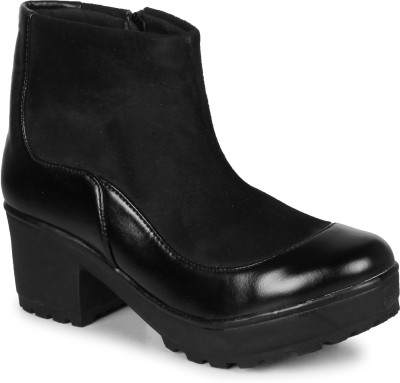 Ishransh Latest Casual High Ankle Boots Boots For Women(Black)