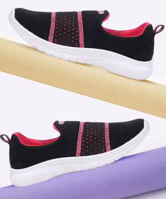 asian Melody-61 Black Canvas,Slipon,Latest Design, Casuals For Women(Black, Pink , 4)