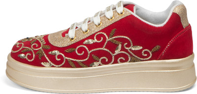RETTROSE RR1232 - Baroque Vine Sneakers For Women(Red , 5)