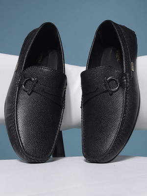 LIBERTY Fortune SME-2E Non-Lacing Casual Shoes - Ideal for Office & Wedding Wear Slip-On Loafers For Men(Black , 7)