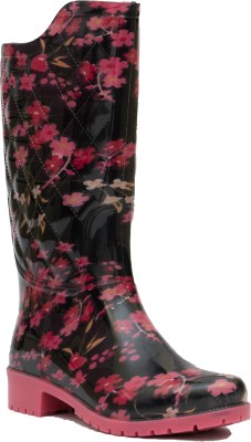 Hillson Desi Girl D1 Boots For Women(Black, Pink)
