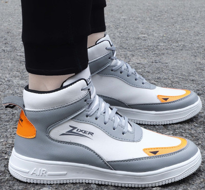Zixer High Ankle Casual Shoes For Men Chunky Fashion Boots For Boys| Dancing Shoes Sneakers For Men(Grey, White , 6)