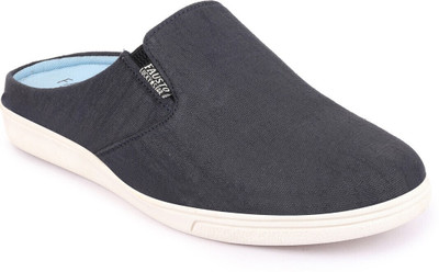 FAUSTO Casual Back Open Canvas Stylish Slip On Shoes Loafers For Men(Navy , 13)
