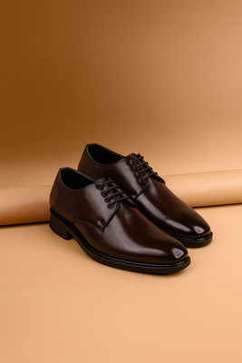 Stomped Men’s Brown Formal Synthetic Leather Shoes | Classic Lace-Up Office & Party Wear Derby For Men(Brown , 6)