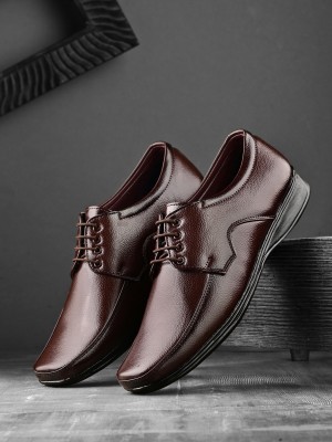 Bucik Bucik Men Comfortable Lightweight Lace Up Formal Shoes Slip On For Men(Brown)