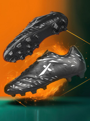 VECTOR X Kick X Soccer Studs Synthetic Leather Upper with PVC Sole Football Shoes For Men(Black, White , 7)