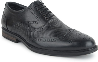 LIBERTY HOL-125E Formal Shoes With PU Sole | Lightweight & Comfortable Lacing Brogues For Men(Black , 9)
