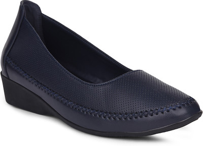 Bata Women's Wedge Heel Ballerina | Stylish & Comfortable Casual Slip-On Style Bellies For Women(Blue , 7)
