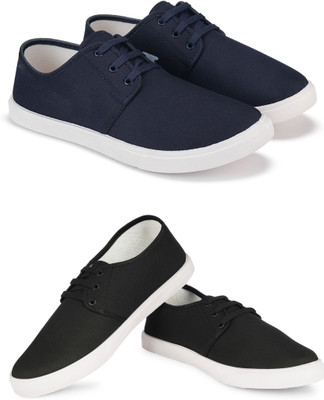 Free Kicks Combo Of 2 Shoes FK-201 & FK-201 Sneakers For Men(Black , 6)