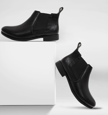 SATERRA Roman Chelsea Boots For Men(Black , 8)