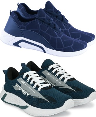 Free Kicks Combo of 2 || FK- Lysha & 566 Dailywear Running Shoes For Men(Navy, Blue)