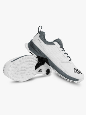 DSC Jaffa 22 Cricket Shoes, Size: 10UK/11US/44EU, Non-Slip Sole for Durability Cricket Shoes For Men(White, Grey , 10)