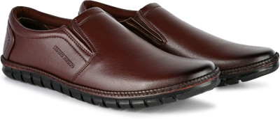 Bento young leather flexible /office comfort shoe Slip On For Men(Brown , 6)