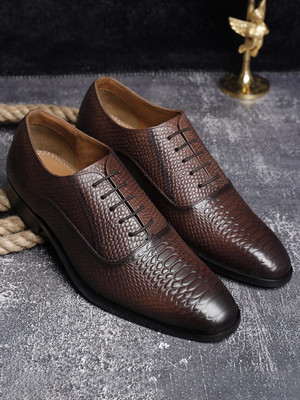 LOUIS STITCH Brunette Brown Formal Derby Lace Up Italian Leather Shoes for Men (EUSNBB) Derby For Men(Brown , 9)