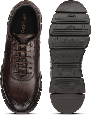 LIBERTY Healers ASF-1 Formal Lacing Shoes With EVA | Durable and Cushioned Footbed Derby For Men(Brown , 10)