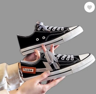 ICUREM Trendy Casual Sneakers Otdoor Canvas Shoes For men Sneakers For Men(Black , 6)