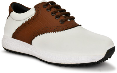 HITCARO Men's Professional & Premium Leather Golf Shoe Outdoors For Men(White , 9)