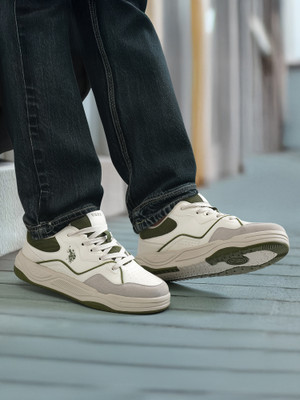 U.S. POLO ASSN. ODORE Sneakers For Men(White, Green , 6)