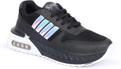 K' Footlance Casual Sneakers Light Weight Stylish Synthetic Sneakers For Women's Sneakers For Women(Black , 8)