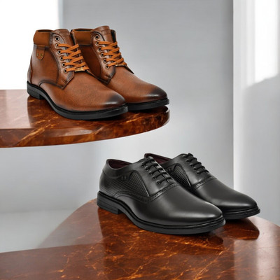 KRITON Trendy & Durable Men’s Boots – Perfect for Everyday Wear Boots For Men(Tan, Black , 7)