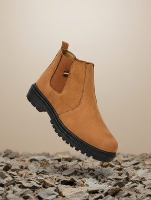 Marcino Marcino Suide Leather Walking Outdoor Slip On Chelsea Boots Boots For Men(Beige , 6)