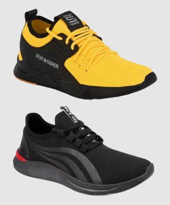 HOTSTYLE Sneakers For Men(Black, Yellow , 6)