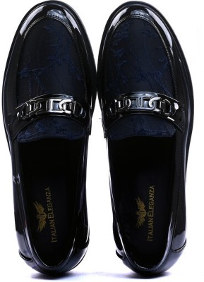 ITALIAN ELEGANZA ITALIAN ELEGANZA IE-6005 Men's Designer Patent Black Loafer Mocassin For Men(Black , 6)