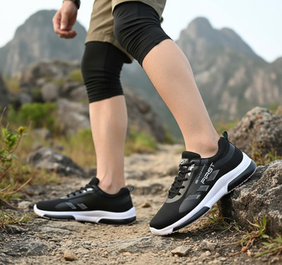 Soles & Styles Lightweight Shoes For Men |Memory Foam Insole, for Walking, Running & Gym Hiking & Trekking Shoes For Men(Black , 10)