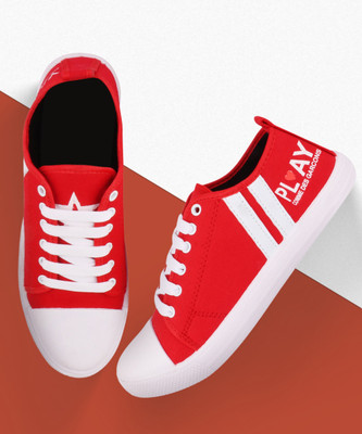 gargcreation Simple Canvas Shoes For Men(Red , 8)
