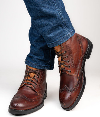 ALBERTO TORRESI Alberto Torresi G.Leather Lloyd Series 597 Brown Brogues Boot Brogues For Men(Brown , 9)