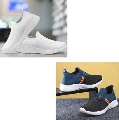 Face Stylish Sports Shoes for Men – Ideal for Running, Gym & Training Sneakers For Men(White, Blue, Black , 7)