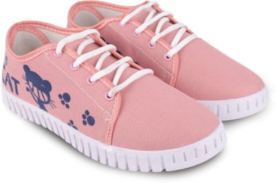 Fabbmate Latest Casual Canvas Shoes for Women's Flexible Sole and Light Weight Casuals For Women(Pink , 7)