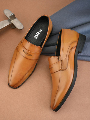 Birgos Penny Formal Slip-On Stylish Party, Office wear Slip On For Men(Tan , 10)