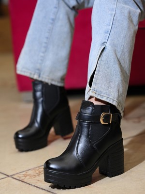 SHOETOPIA Boots For Women(Black)
