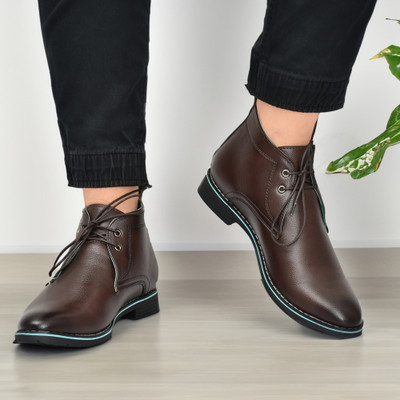 Noak Noak Handcrafted Brown Fine Mild Grain Vegan Leather Chukka Boots For Men(Brown , 10)