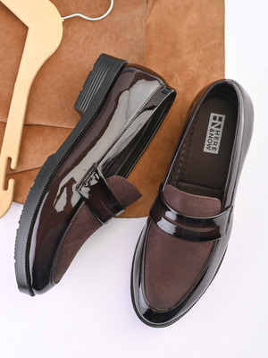HERE&NOW Men brown solid formal office wear semi casual partywear slip on moccaisns sued Slip On For Men(Brown , 7)