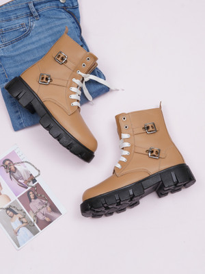 TRYME Boots For Women(Tan , 4)