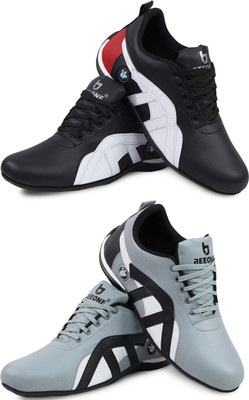 BeeOne Men’s Casual Shoes – Stylish, Comfortable & Durable Everyday Footwear Casuals For Men(Black, Grey , 9)