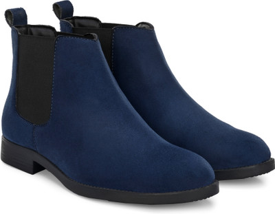 Hirel's Suede Chelsea Boots for Men | Soft Cushioned Insole, Slip-Resistance Boots For Men(Blue , 5)