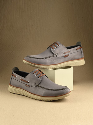 Server Men's PU Synthetic Leather Casuals For Men(Grey , 10)