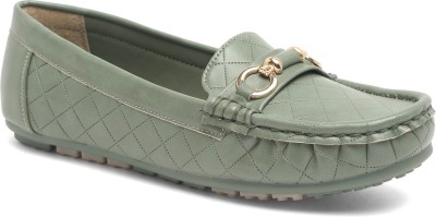 flat n heels Loafers For Women(Green , 8)