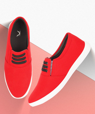 Kzaara Slip On Sneakers For Men(Red , 10)